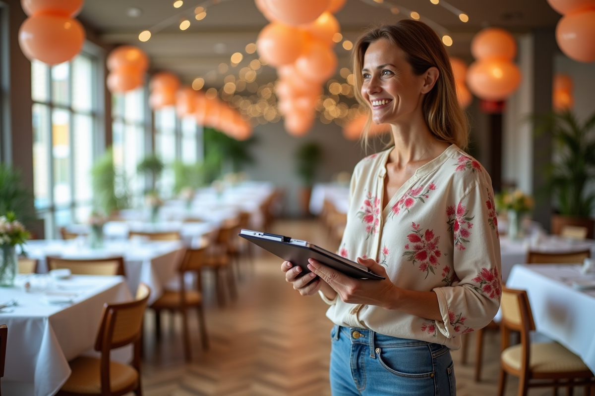 Femme avec clipboard et calculatrice lors d