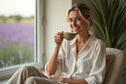 Femme sereine en centre esthétique en Provence