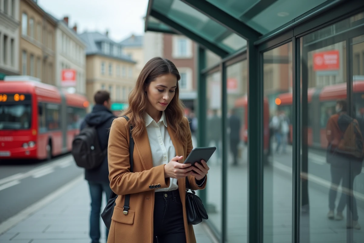 Femme regardant les résultats Keno à l