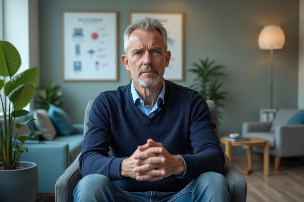 Homme anxieux dans la salle d